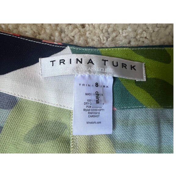Trina Turk Long Weekend Botanical Wide Leg Pants Size 8 - Picture 5 of 8